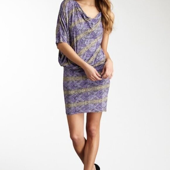 Kesi draped print one shoulder dress - Picture 1 of 7